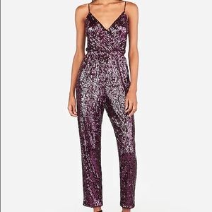 Express Purple Sequin Jumpsuit NWT